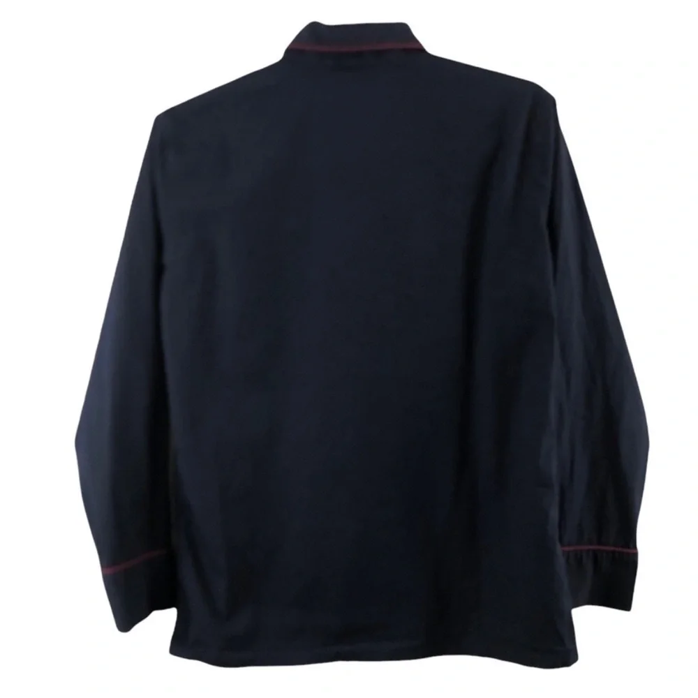 J.Crew Navy Embroidered Emblem Pajama Shirt Top